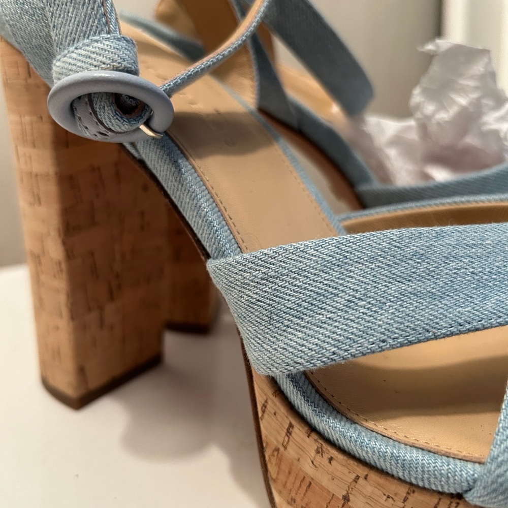 Veronica Beard denim platform sandals